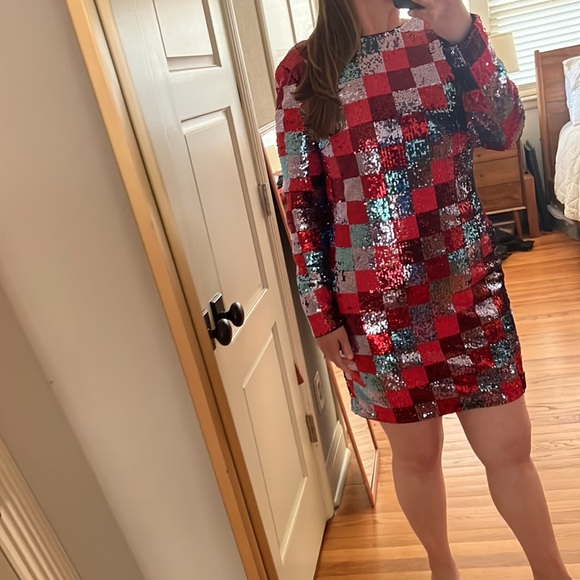 Escada Sport Deighty Checkered Sequin Dress Size 40 EU / Large USA - Picture 2 of 16